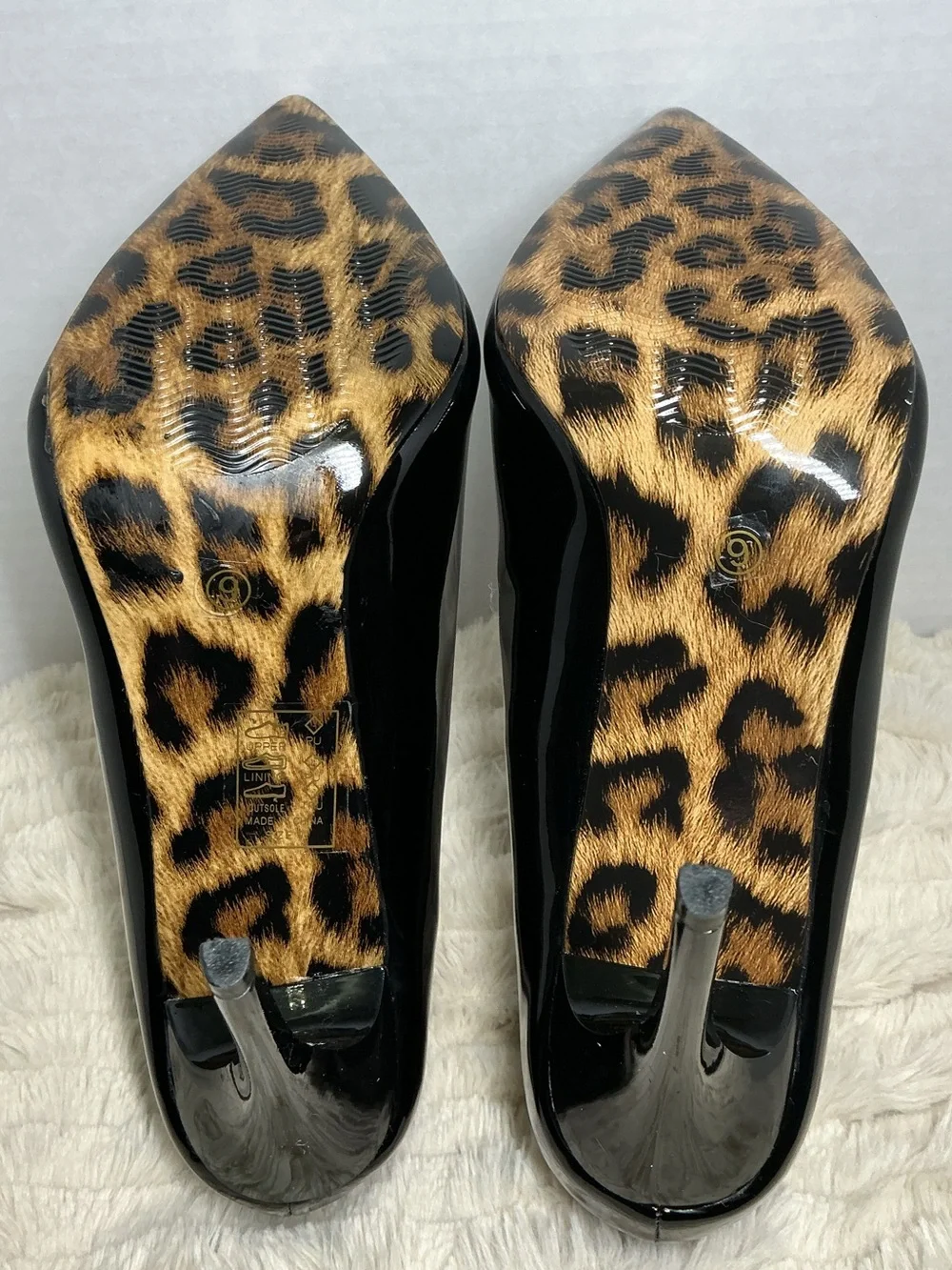 Azalea Wang Black Leopard Print Pointed Toe Stiletto Pumps Women’s Size 9 NWOB